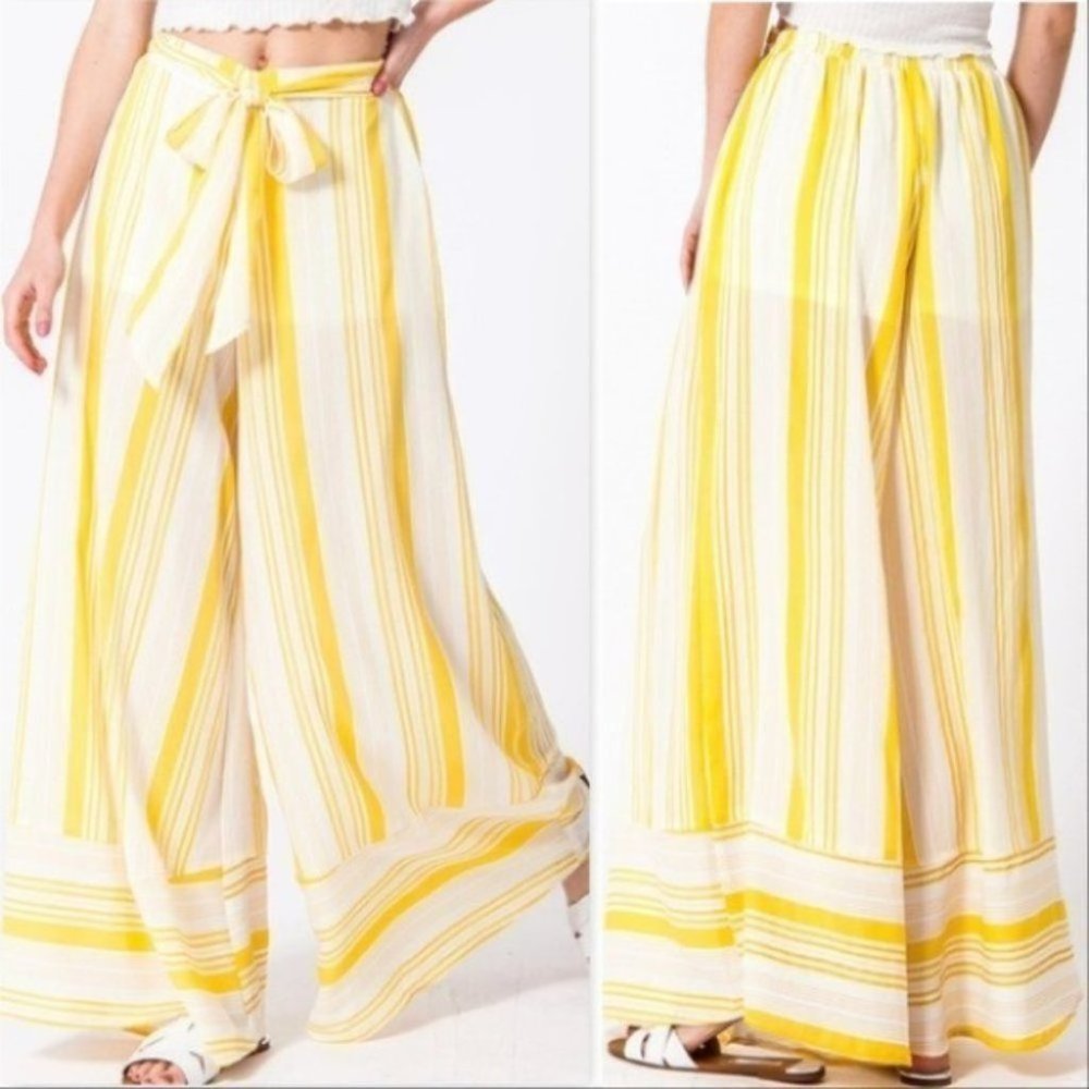 Palazzo Pants White and Yellow - Natalie - Picture 1 of 4